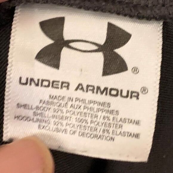 Under Armour athelicwear, sz small, slate grey, hood, EUC, acid green accent - Picture 8 of 13